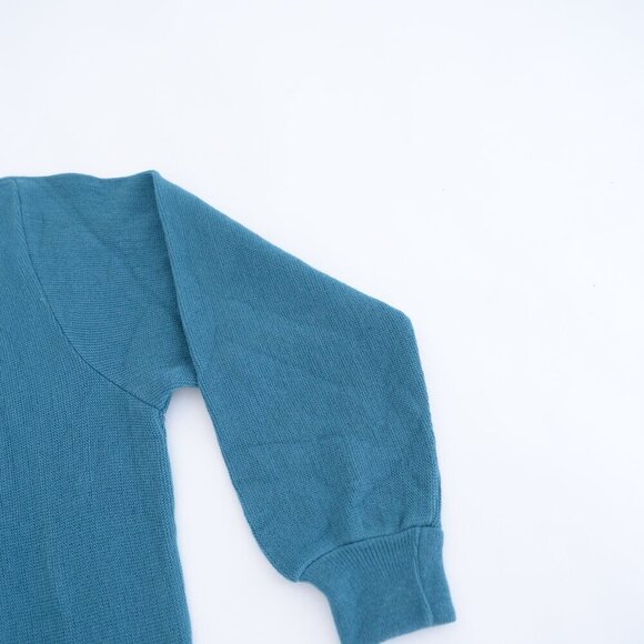 Vintage '80S Arnold Palmer Teal Wool Fine Knit Button Up Cardigan Sweater Large - Picture 4 of 9